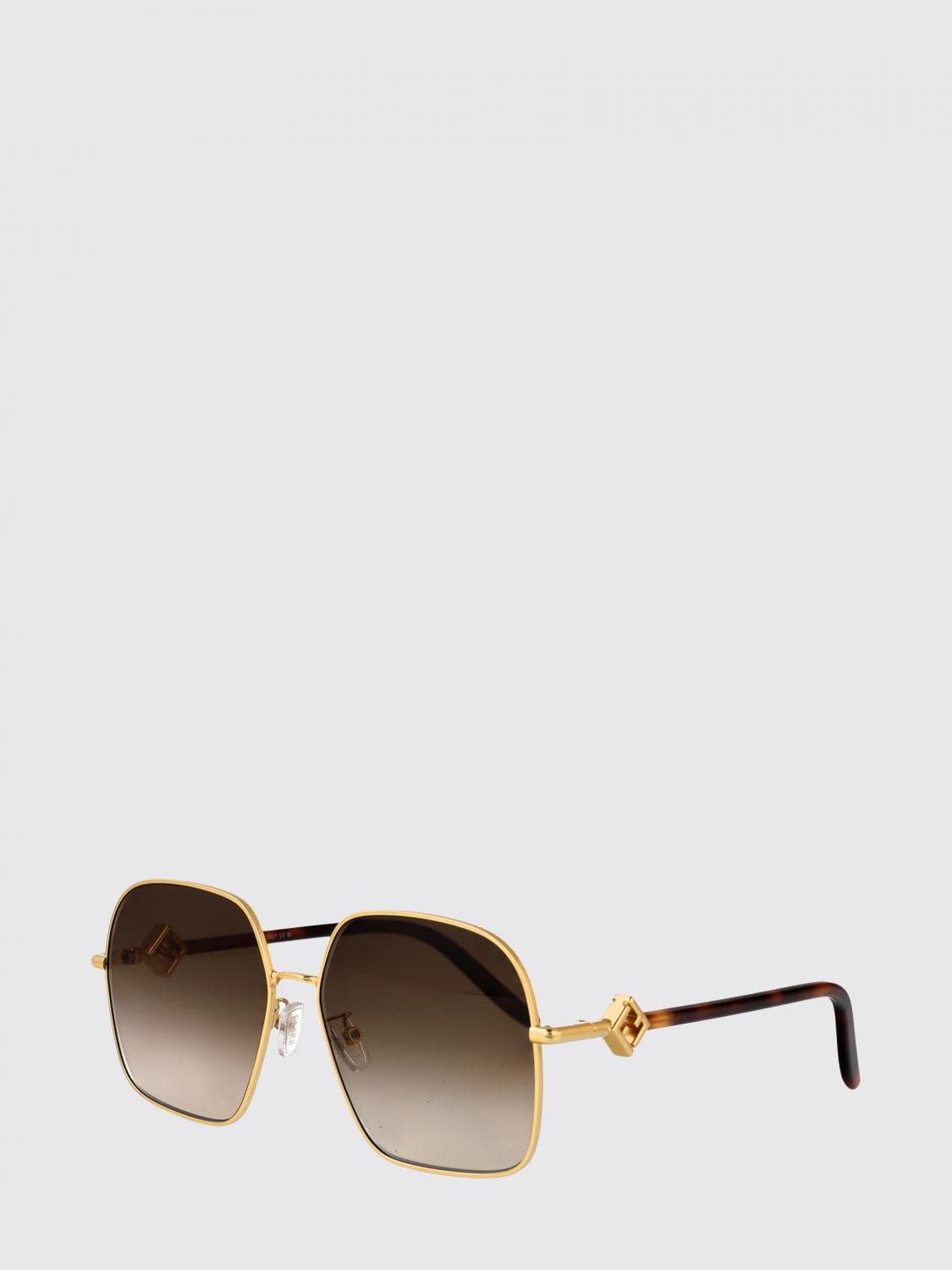 Fendi Oversized Square FF Monogram Metal Sunglasses