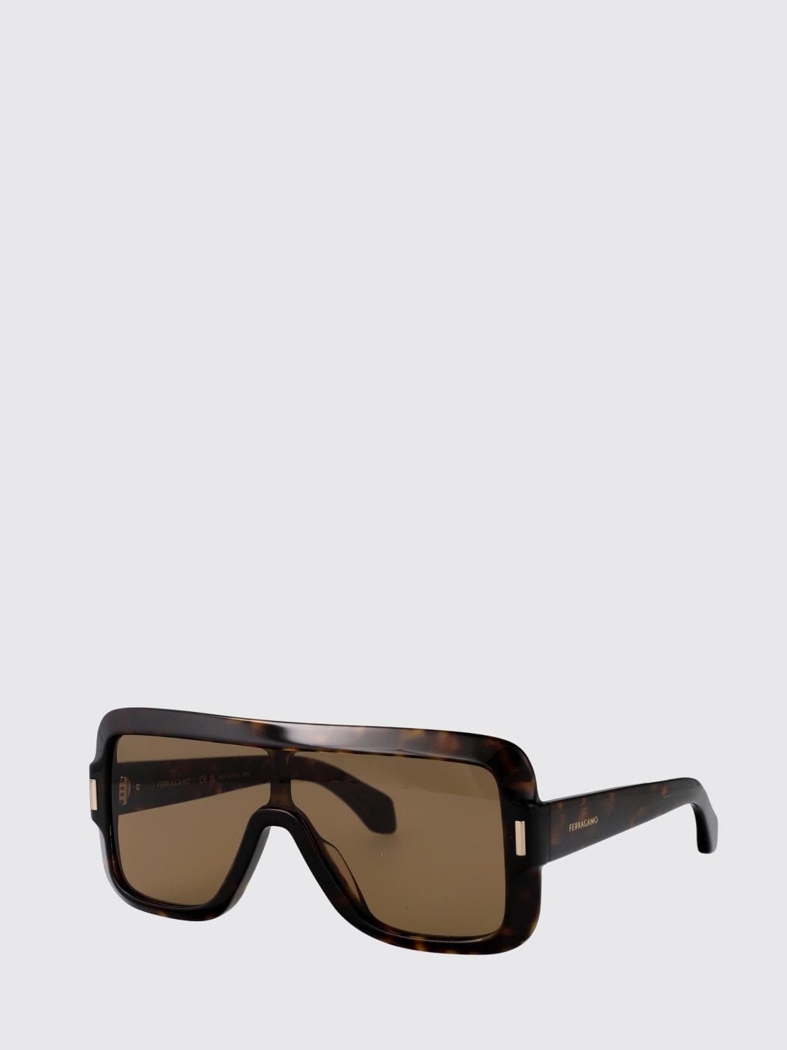 Ferragamo Tortoiseshell Rectangular Shield Sunglasses