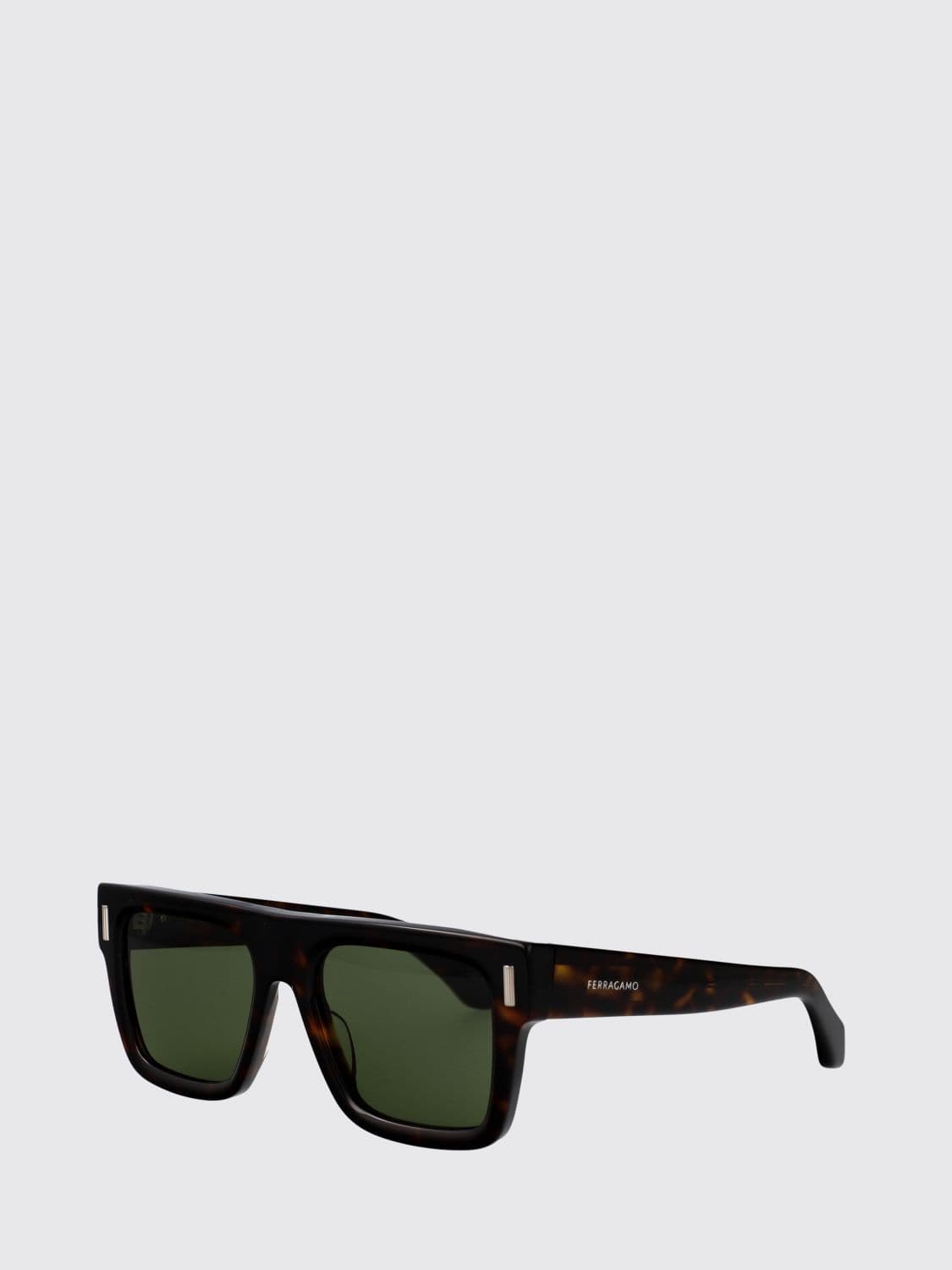 Ferragamo Rectangular Acetate Aviator Sunglasses with Logo