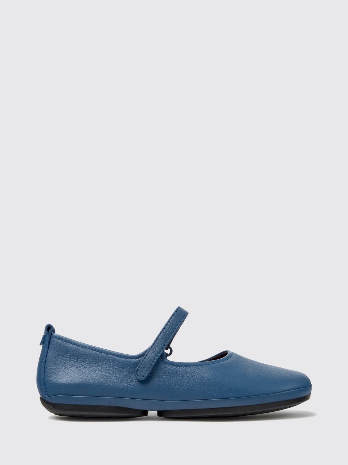 Camper Right Nina Calfskin Mary Jane Flats with Velcro Strap and Round Toe