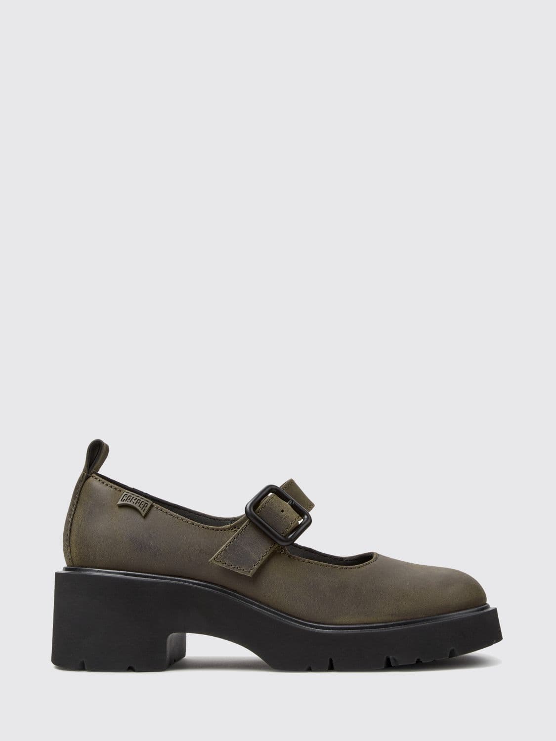 Camper Milah Aged Leather Mary Jane Pumps with a Medium Heel and Strap