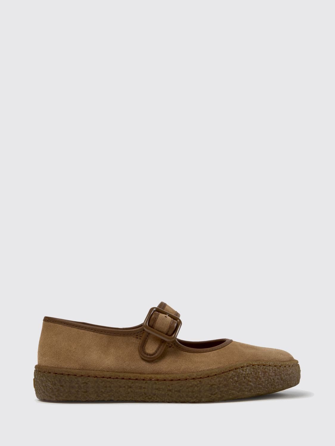 Camper Peu Terreno Suede Leather Mary Jane Flats with Strap