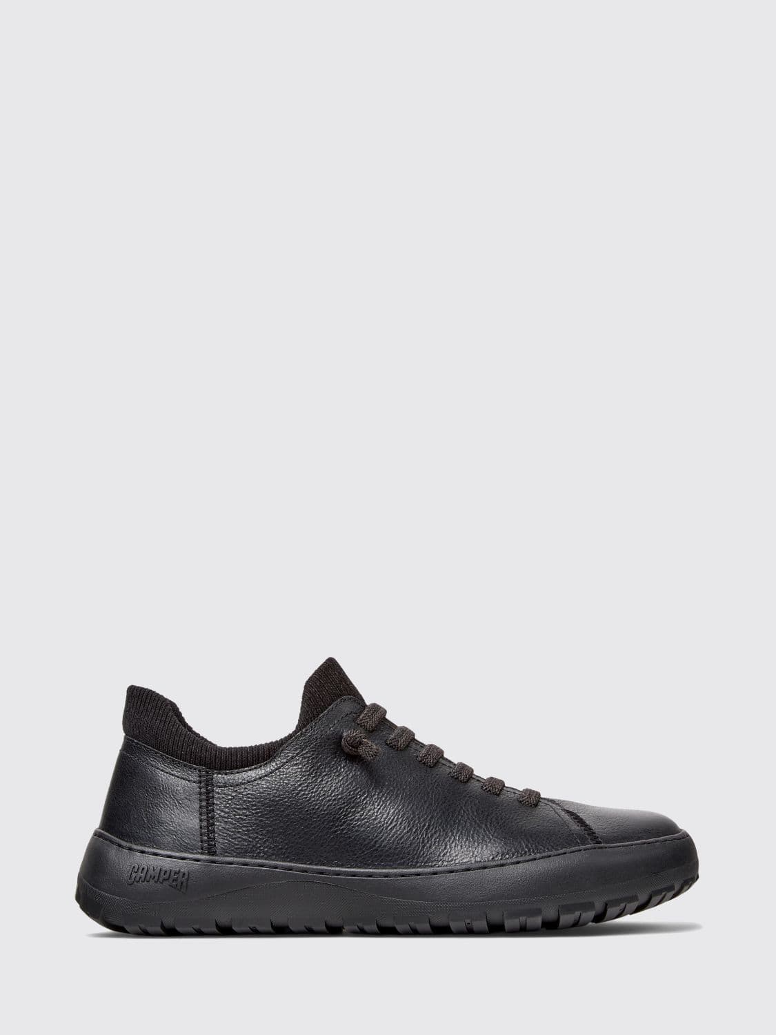 Camper Peu Serra Grained Leather Slip-On Trainers with Vibram Sole and Elastic Laces