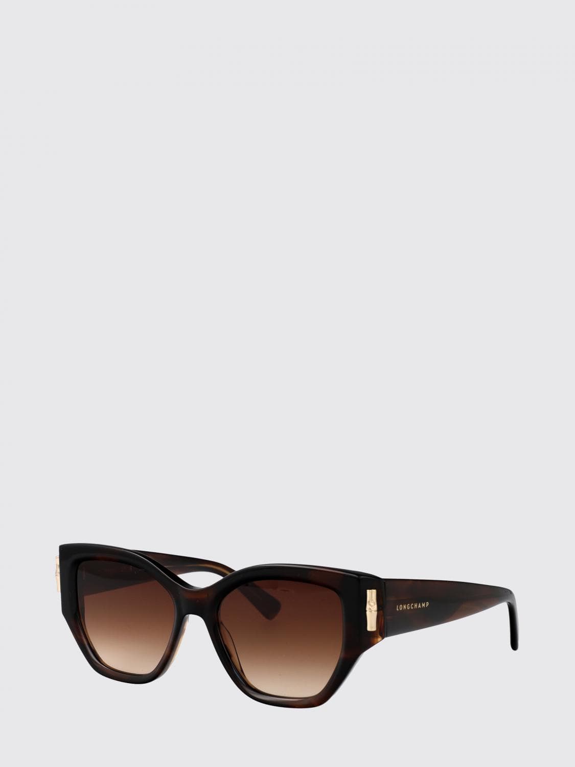 Longchamp Oversized Tortoiseshell Teardrop Sunglasses with Metallic Logo