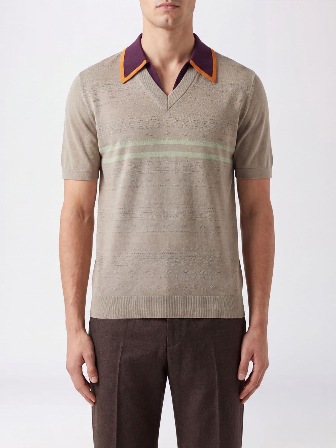 Dries Van Noten Striped Cotton-Knit Slim Fit Polo Shirt