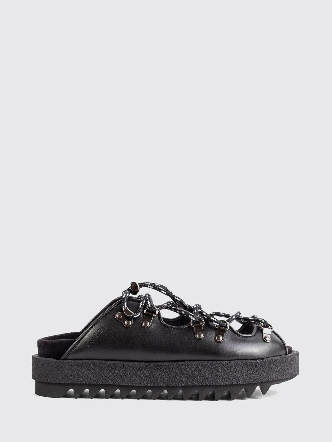 Sacai Low-Heeled Platform Sandals in Smooth Leather with Notched Sole