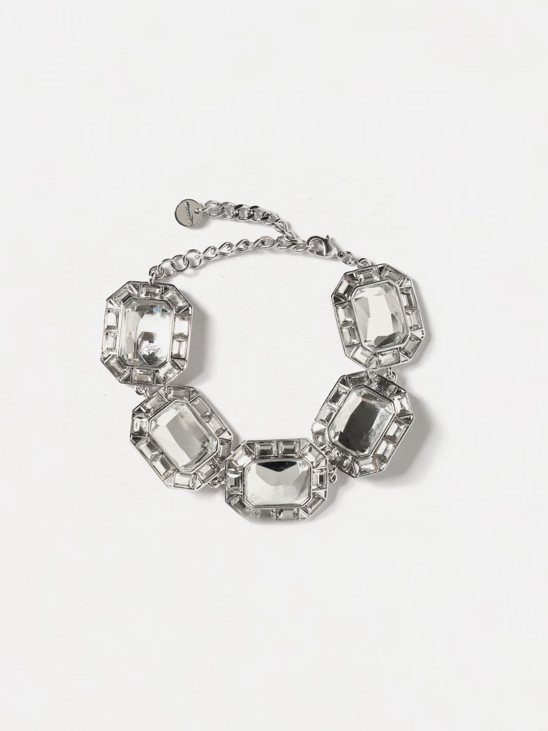 Self-Portrait Brass Choker Necklace with Square Crystals