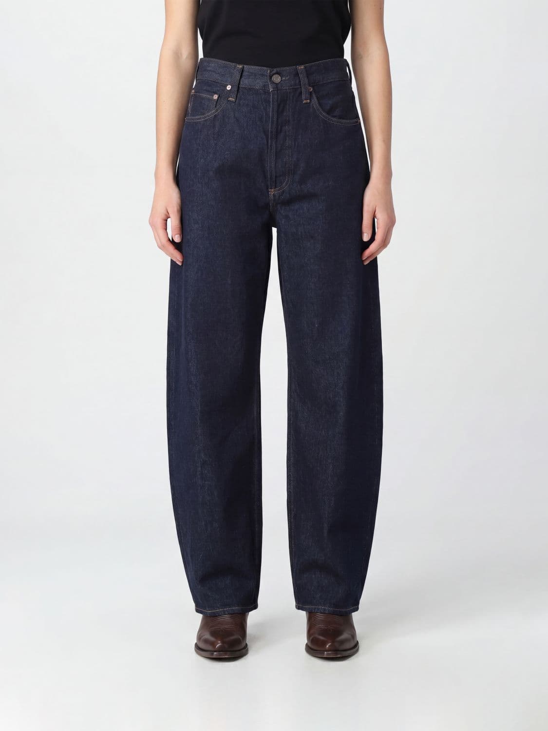 Agolde Luna High-Waisted Tapered Fit Baggy Jeans in Cotton Denim