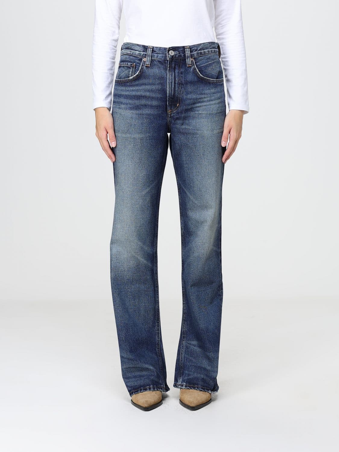 Agolde Kick High-Waisted 5-Pocket Flared Jeans in Cotton Denim