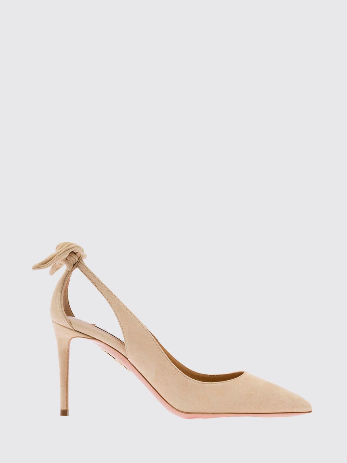 Aquazzura Bow Tie Suede Pumps with Stiletto Heel and Knot Detail