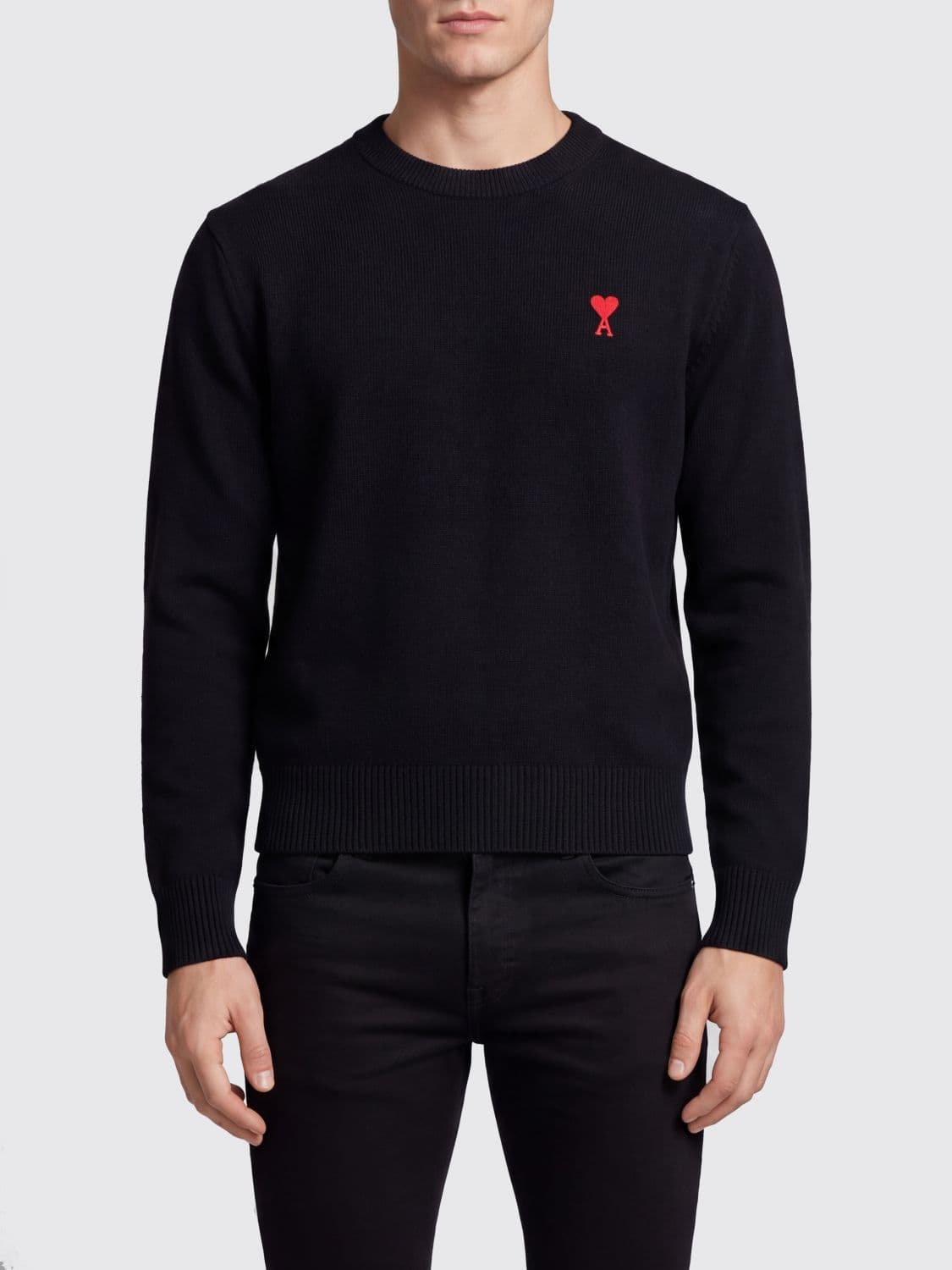 Ami Paris Crewneck Wool Jumper with Ami de Coeur Logo Embroidery
