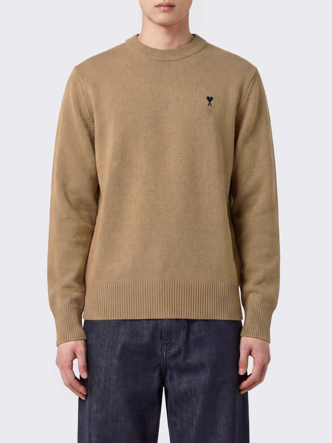 Ami Paris Crewneck Wool Jumper with Ami de Coeur Logo Embroidery · S