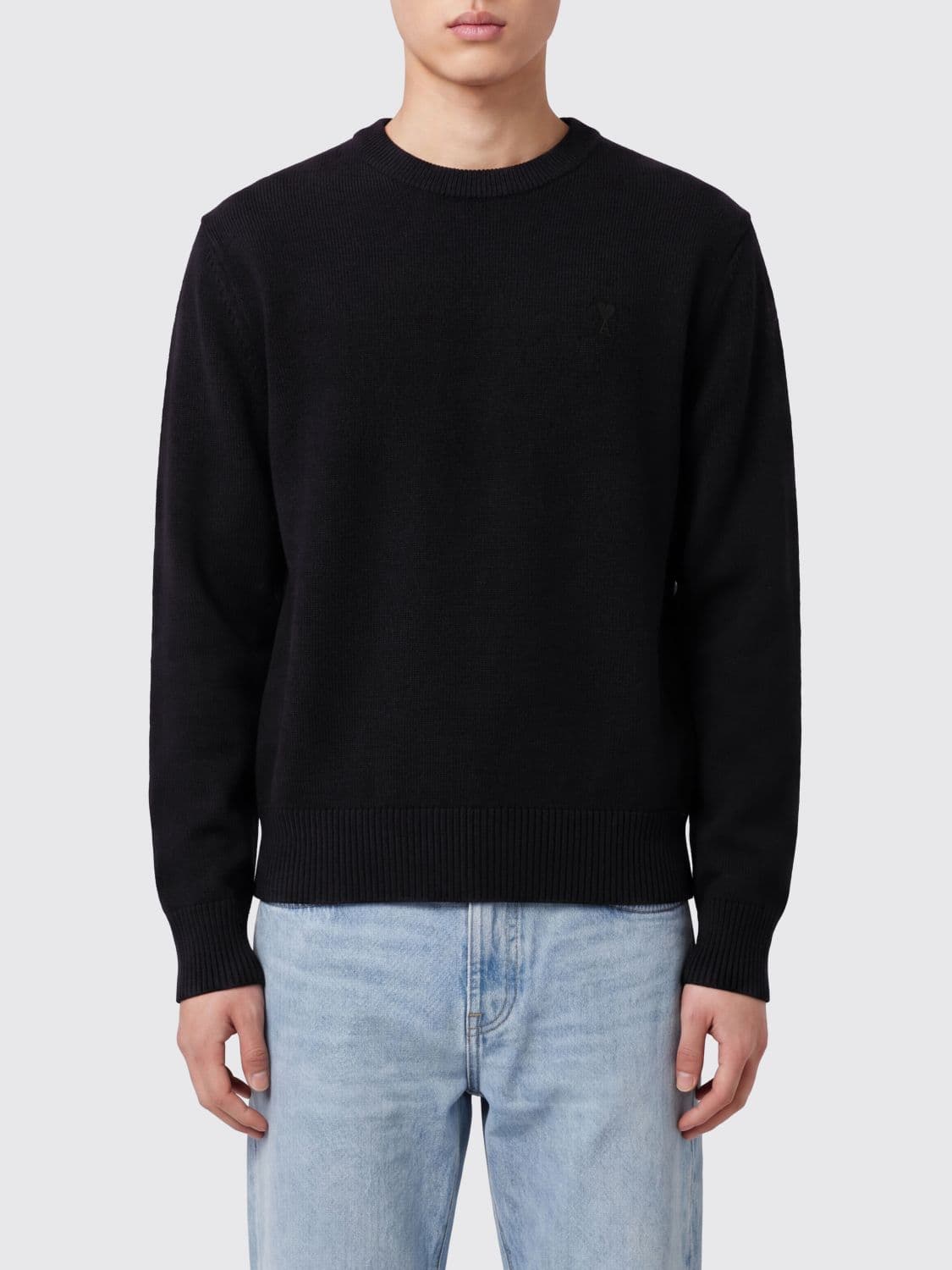 Ami Paris Crewneck Wool Jumper with Ami de Coeur Logo Embroidery