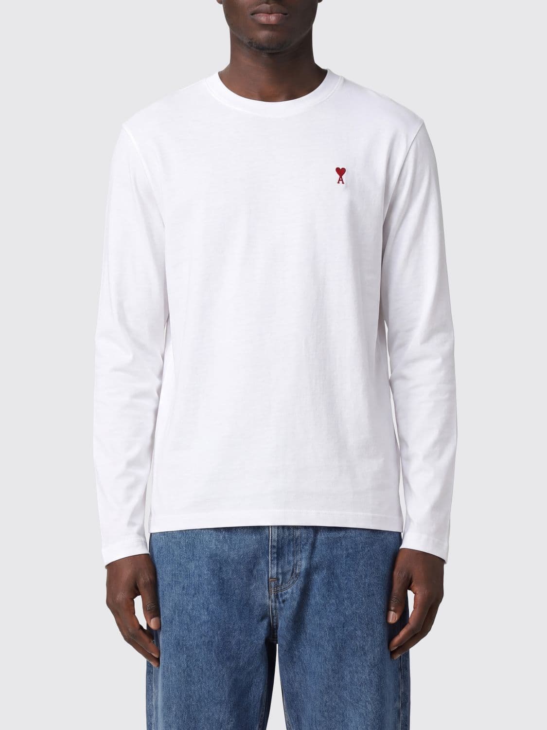 Ami Paris Long-Sleeved Cotton Jersey T-Shirt with Embroidered Logo
