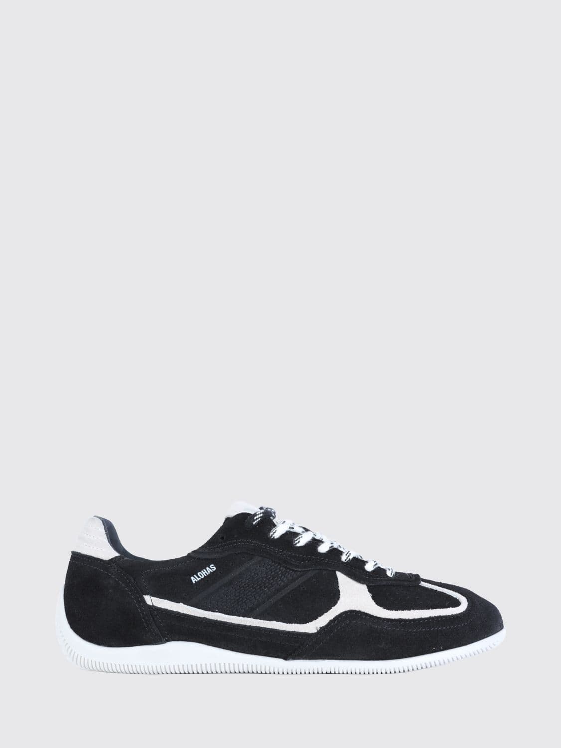 Alohas Two-Tone Leather and Suede Sneakers with Printed Logo