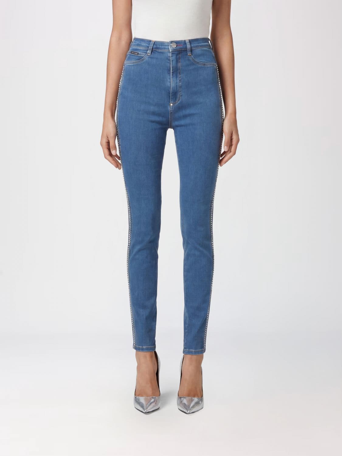 Philipp Plein High-Waisted Skinny Jeans in Stretch Cotton Denim