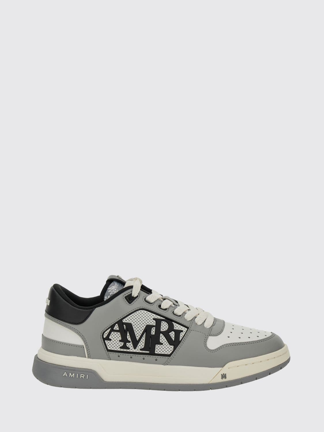 Amiri Classic Smooth Leather Sneakers with Rubber Logo and Perforated Toe