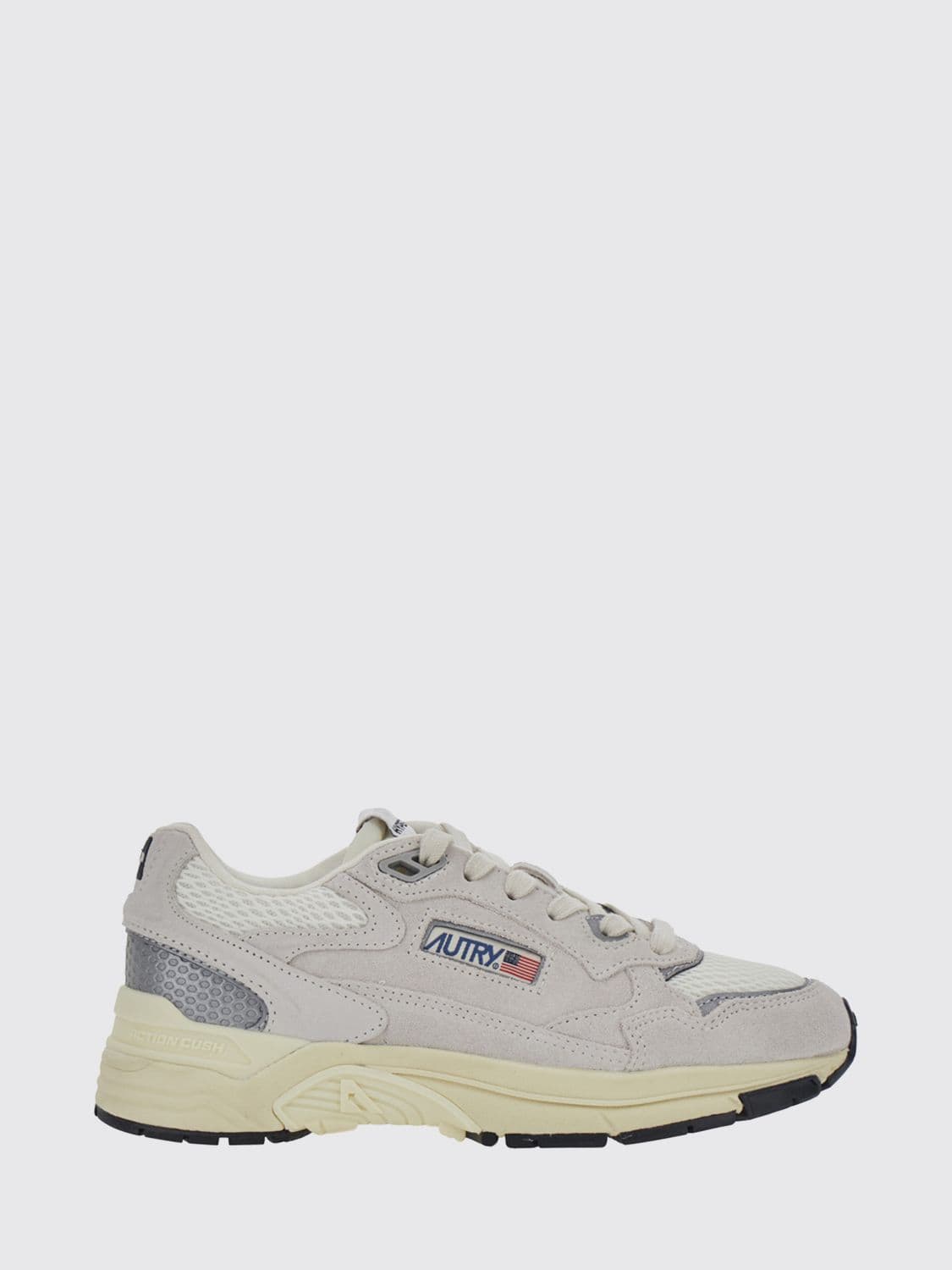 Autry Hyperway Low-Top Trainers in Leather and Mesh with Bicolour Design and Serrated Sole