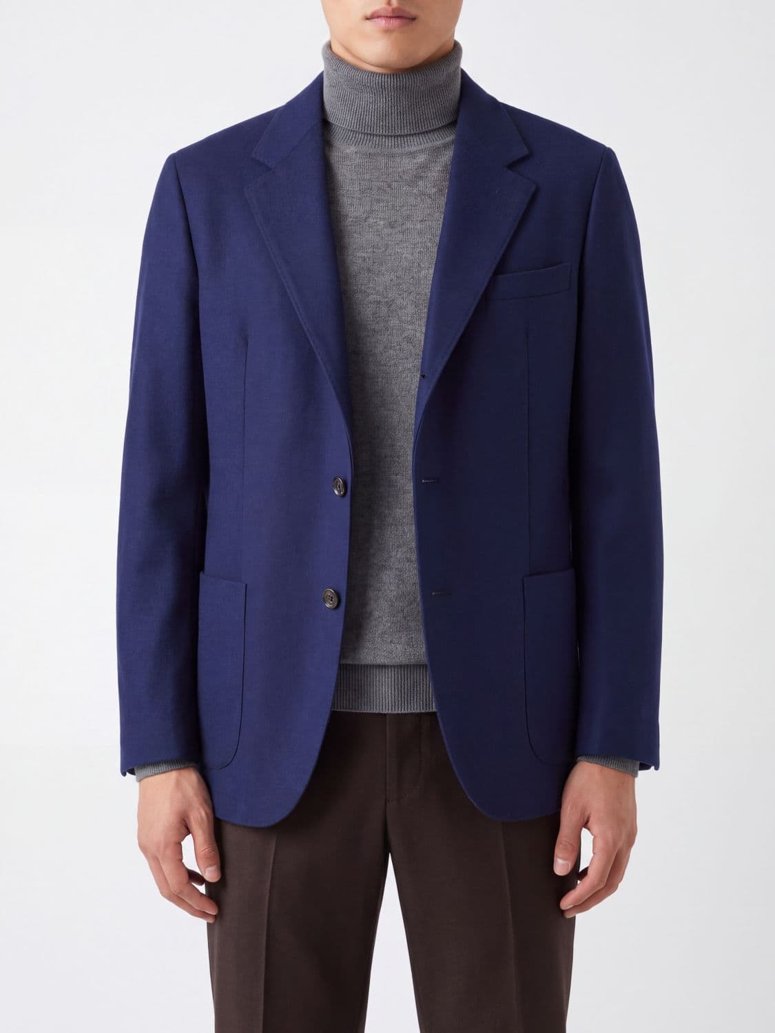 Brunello Cucinelli Single-Breasted Pure Cashmere Blazer with Patch Pockets