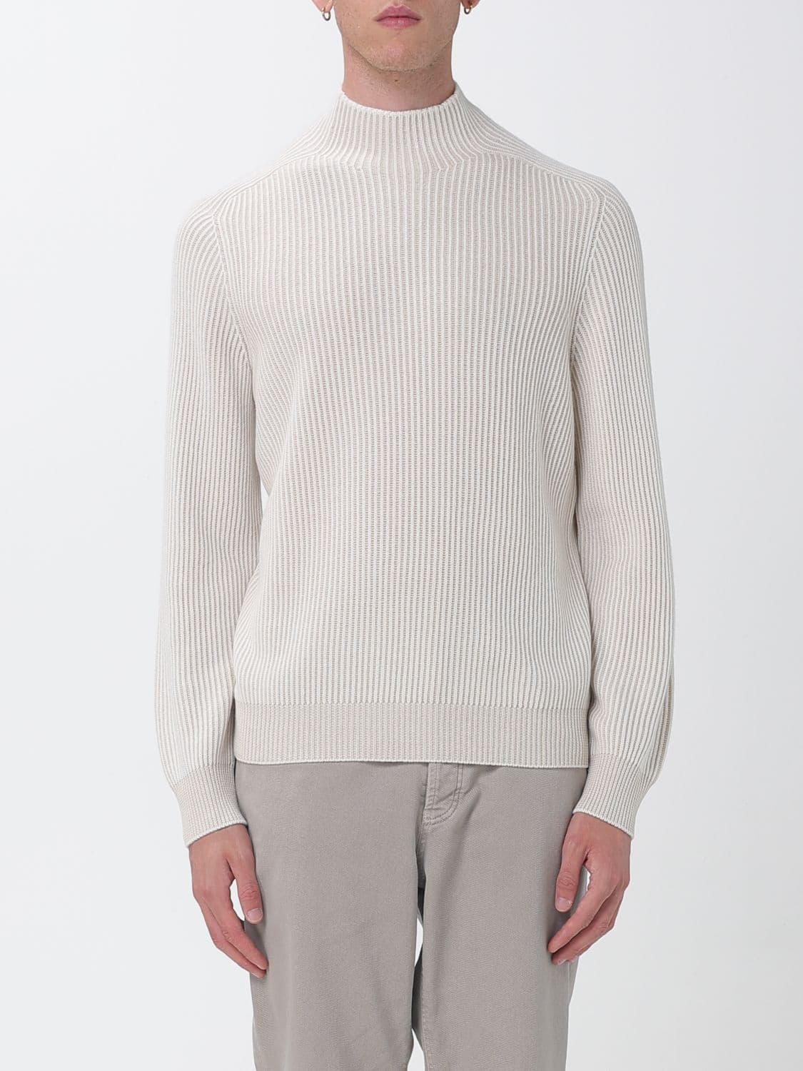 Brunello Cucinelli High-Neck Jumper in Pure Sand-Coloured Cashmere