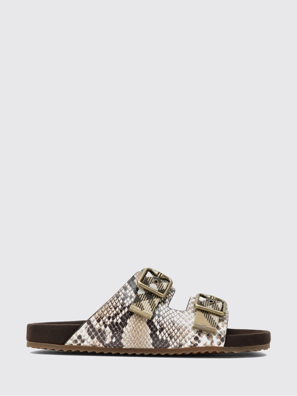 Burberry Urchin Low-Heeled Sandals in Python-Print Calfskin Leather
