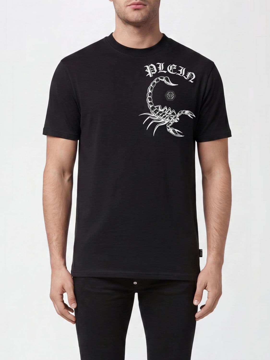 Philipp Plein Solid Colour Cotton T-Shirt with Contrasting Logo