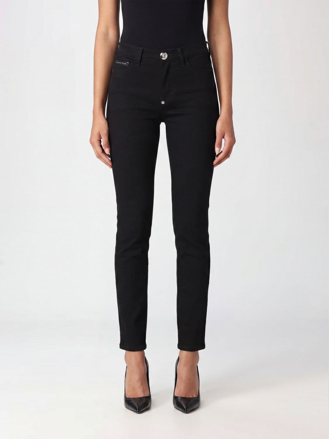Philipp Plein Straight Leg Stretch Denim Jeans with Hexagon Logo