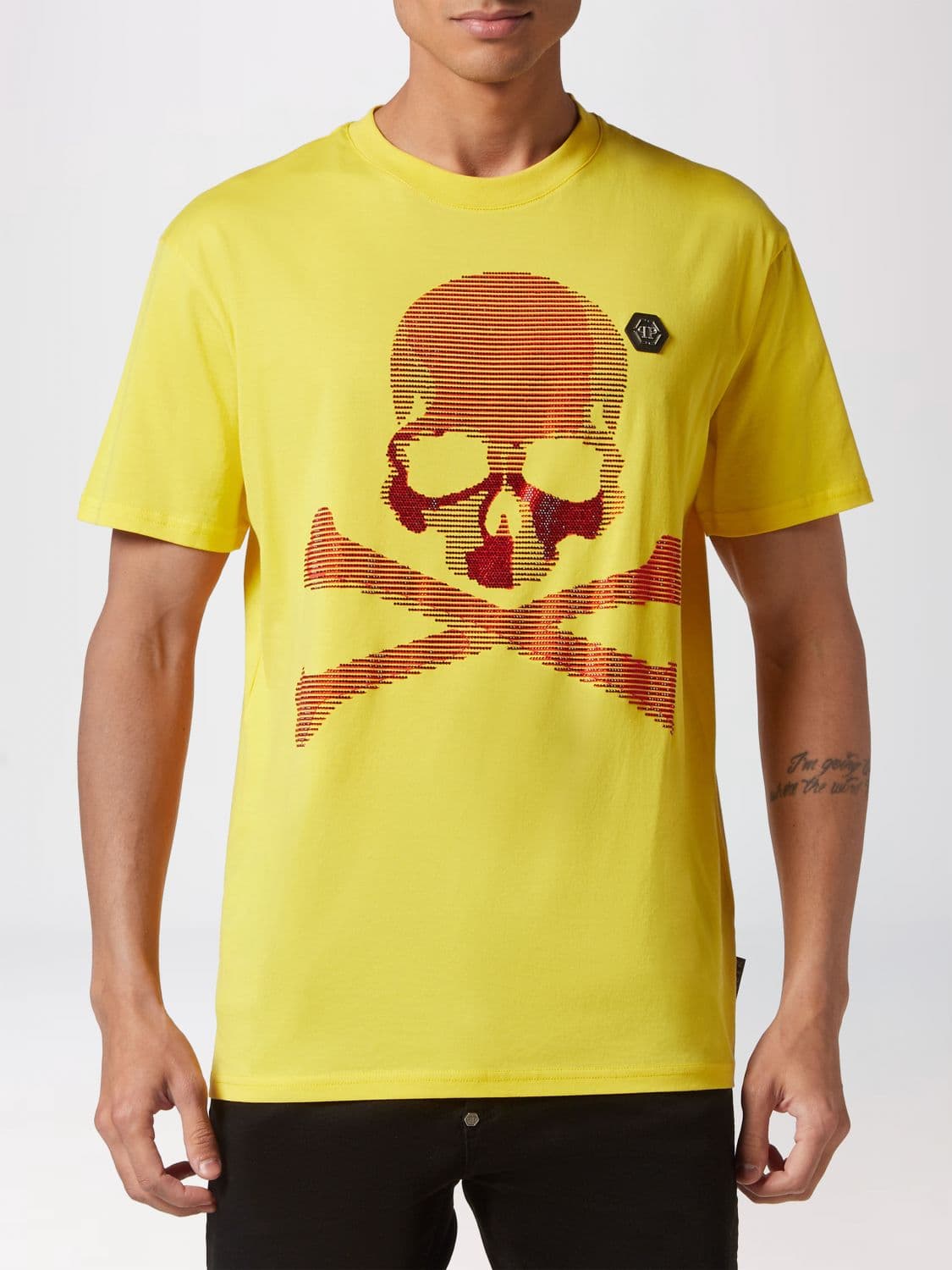 Philipp Plein Short-Sleeved Cotton T-Shirt with Skull Print