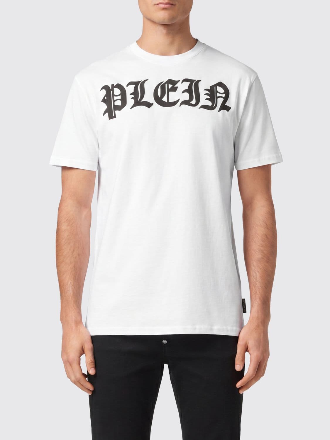 Philipp Plein Gothic Cotton T-shirt with Contrasting Logo Print on the Chest