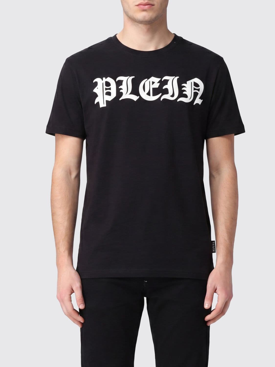 Philipp Plein Gothic Cotton T-shirt with Contrasting Logo Print on the Chest