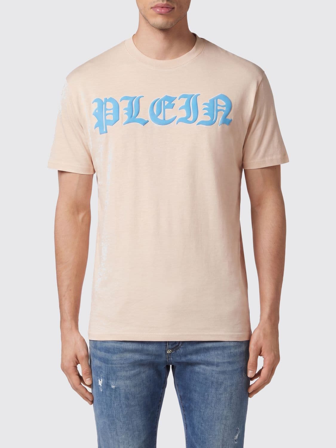 Philipp Plein Gothic Cotton T-shirt with Contrasting Logo Print on the Chest
