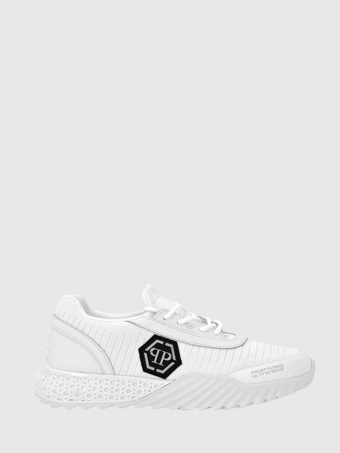 Philipp Plein Hexagon Runner Low-Top Sneakers in Leather and Knit with Monogram