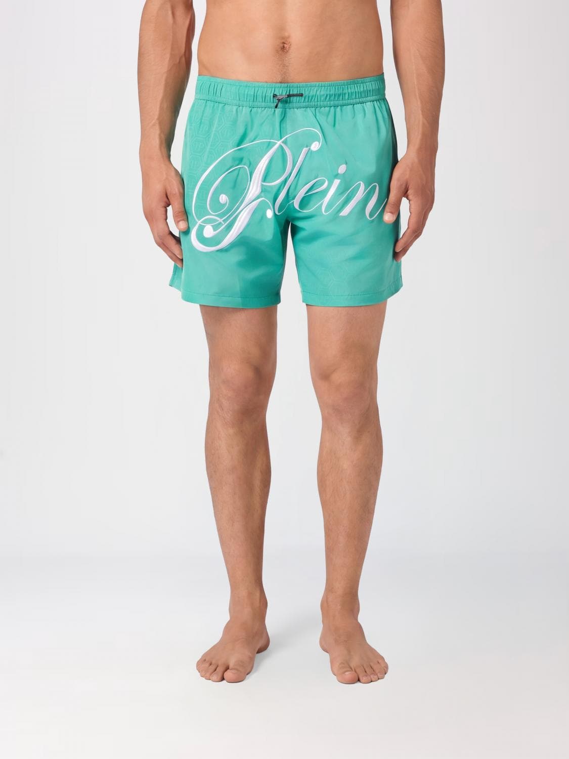 Philipp Plein Technical Fabric Swim Shorts with Embroidered Logo and Drawstring