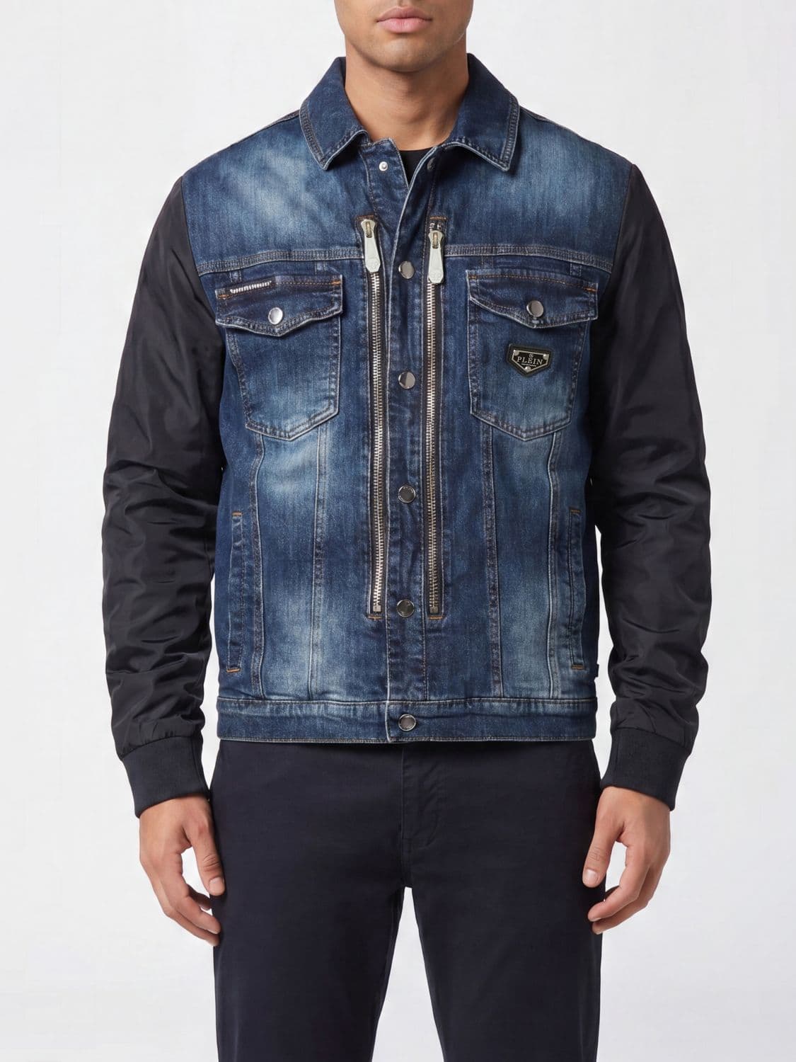 Philipp Plein Cotton Denim Jean Jacket with Classic Collar and Buttons