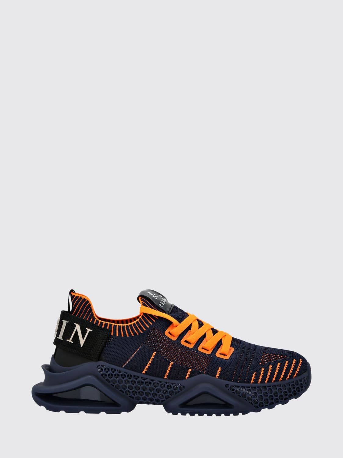Philipp Plein Low-Top Sneakers in Crochet Knit with Elasticated Ankle and Logo