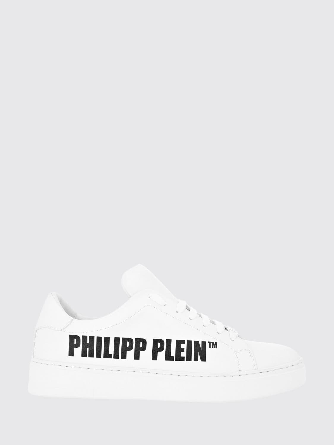 Philipp Plein Low-Top Lace-Up Sneakers in Smooth Leather with Printed Logo