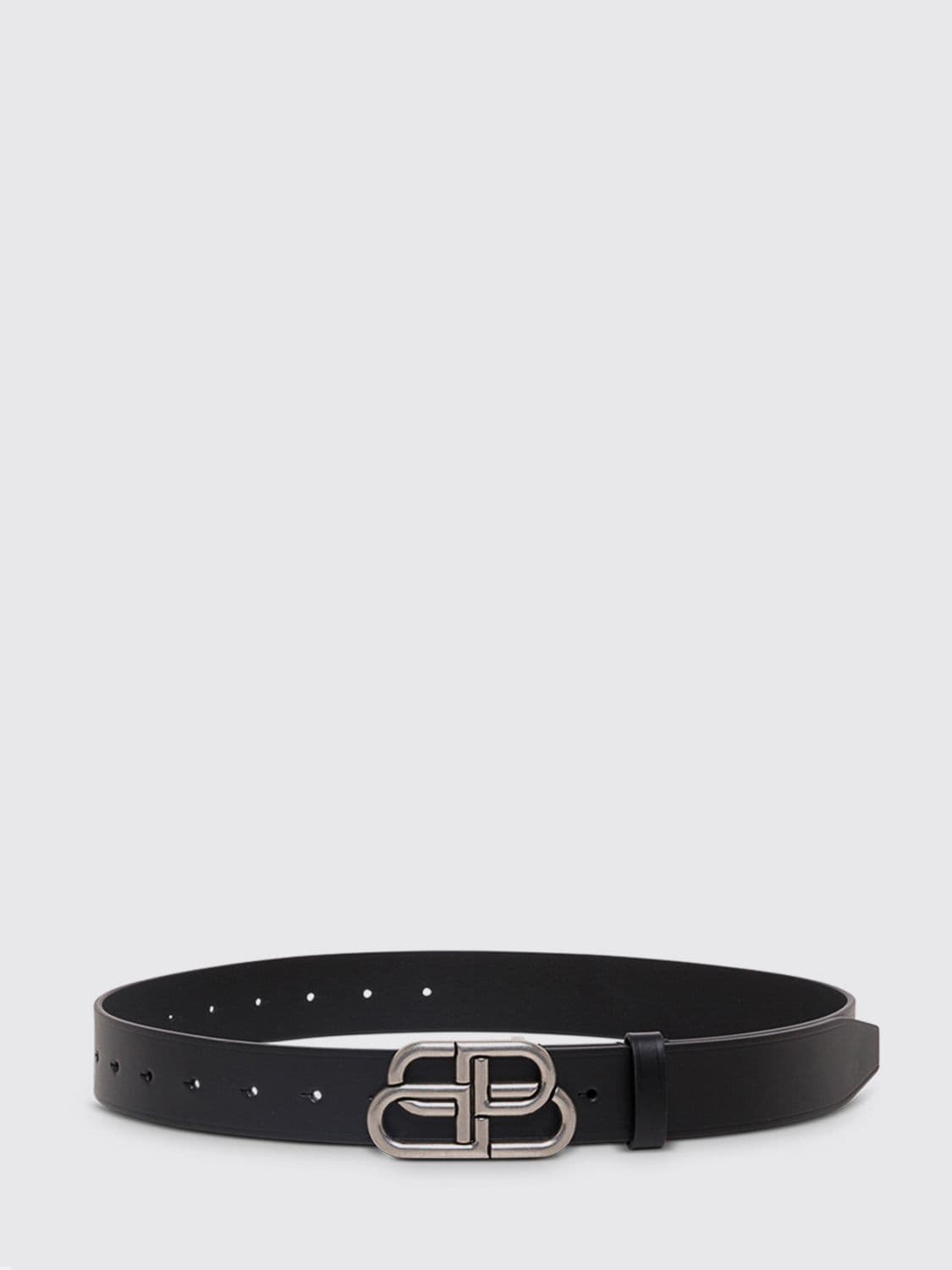 Balenciaga Adjustable BB Monogram Buckle Calfskin Leather Belt