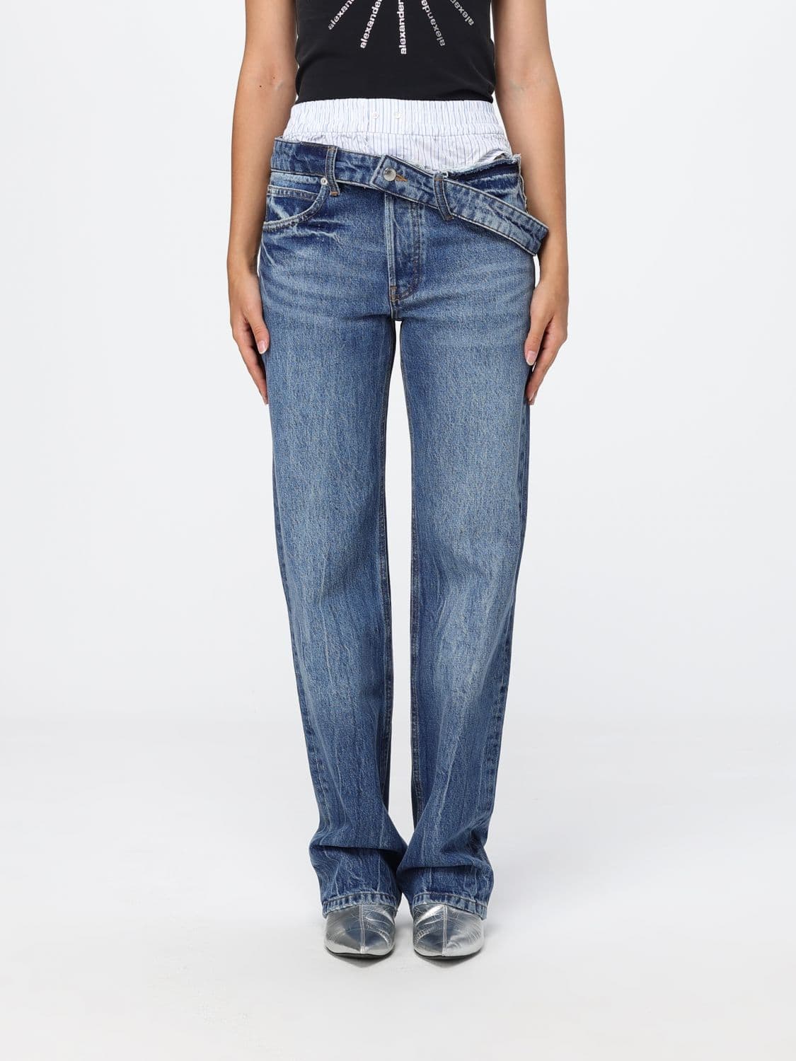 Alexander Wang High-Waisted Straight Jeans with Asymmetric Design