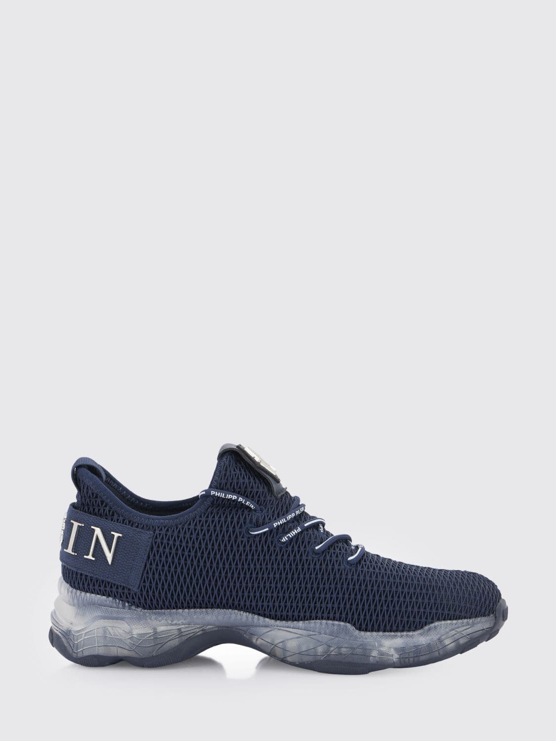 Philipp Plein Low-Top Lace-Up Sneakers in Technical Knit Fabric with Logo