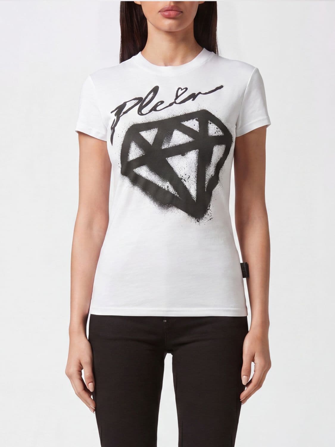 Philipp Plein Slim Fit Stretch Cotton T-shirt with Graphic Logo Print