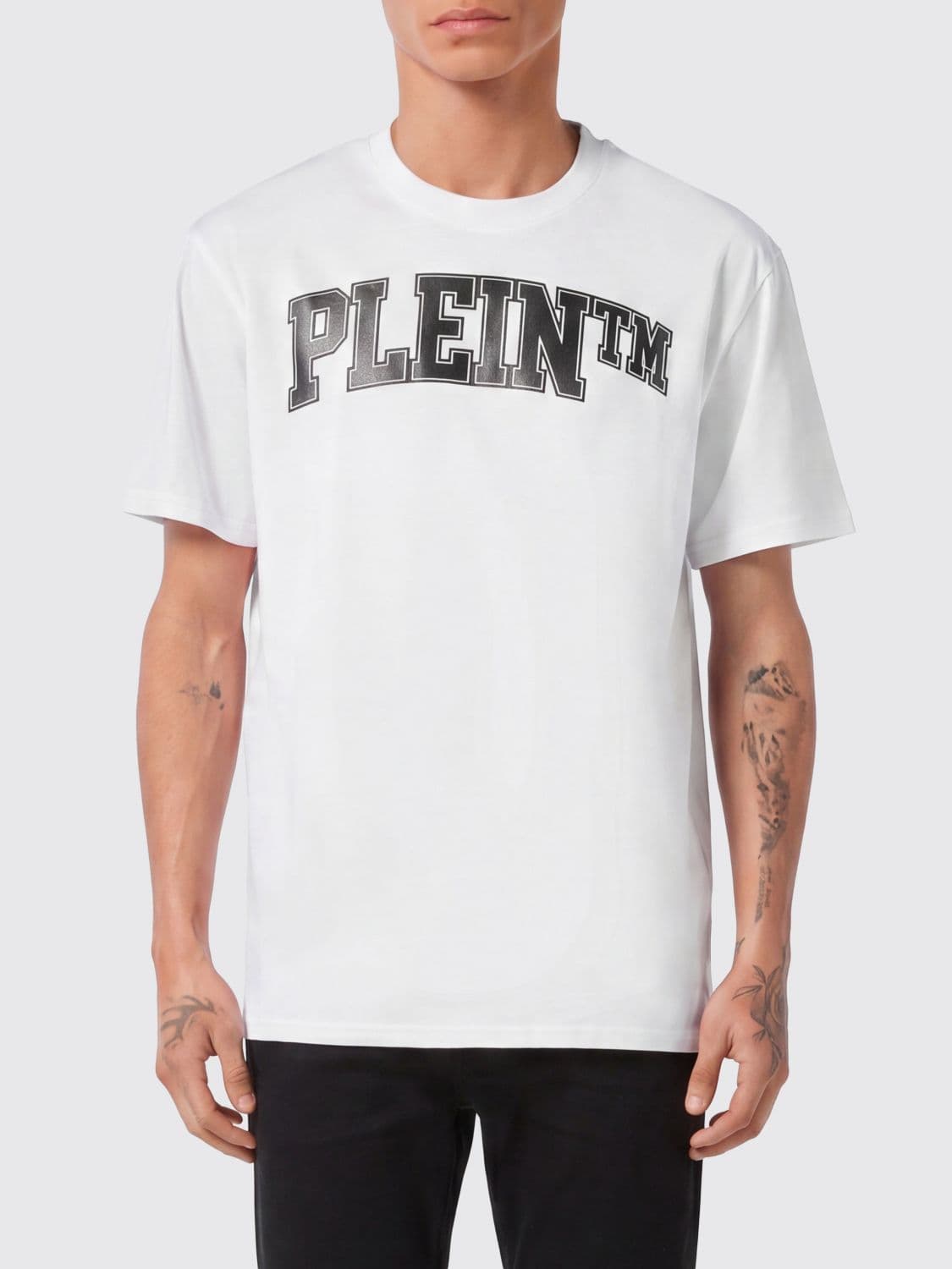 Philipp Plein Cotton T-shirt with Contrasting Lettering Logo Print on the Front