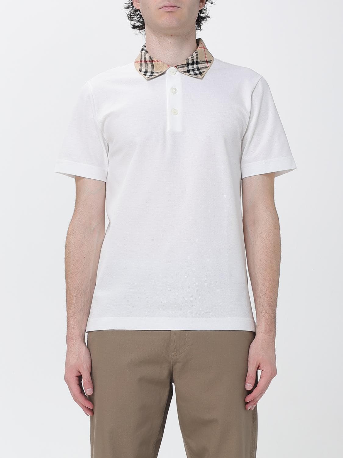Burberry Short-Sleeved Cotton Polo Shirt with Contrast Tipping