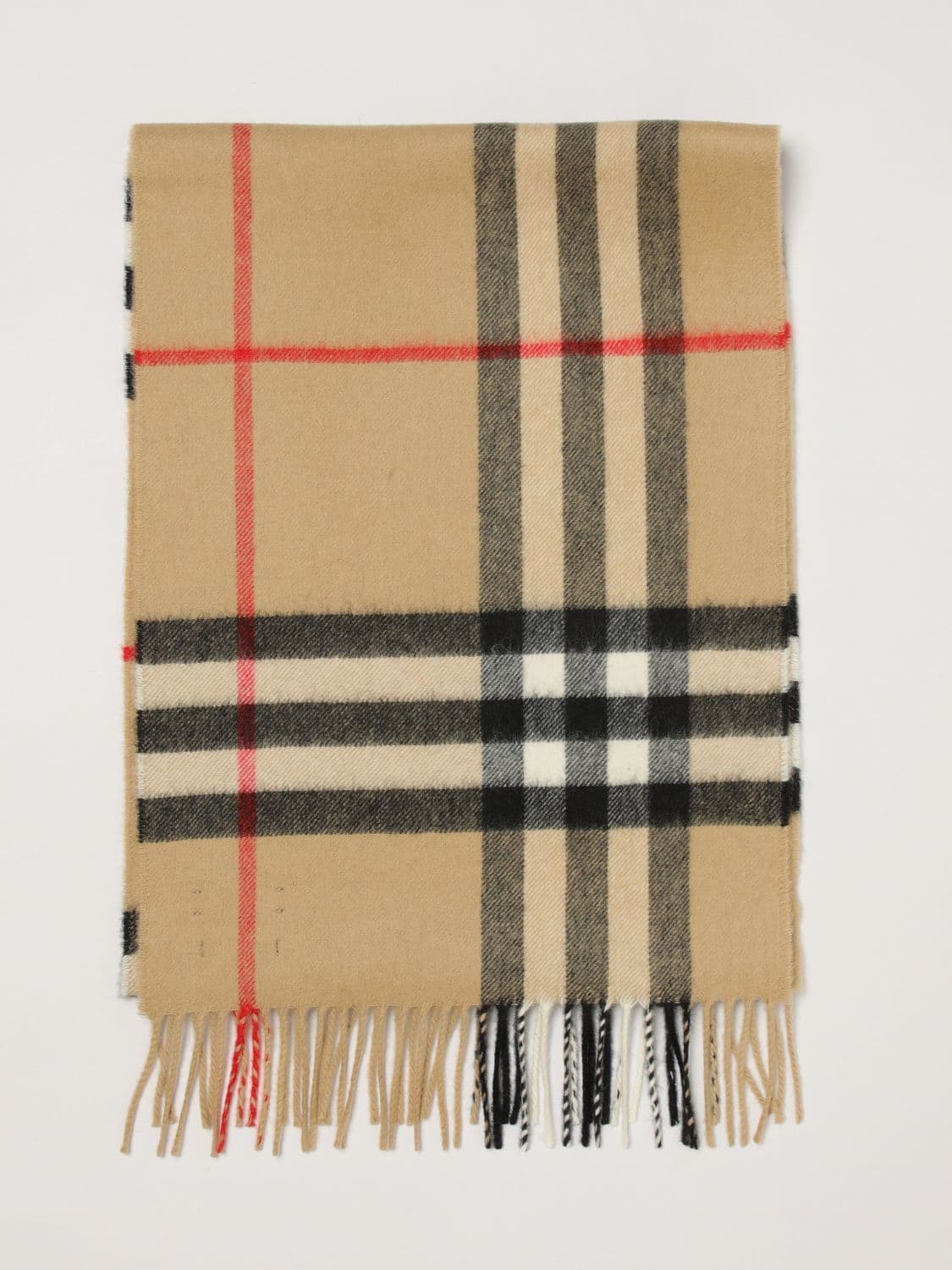 Burberry Vintage Check Scarf in Pure Cashmere with Fringed Edges