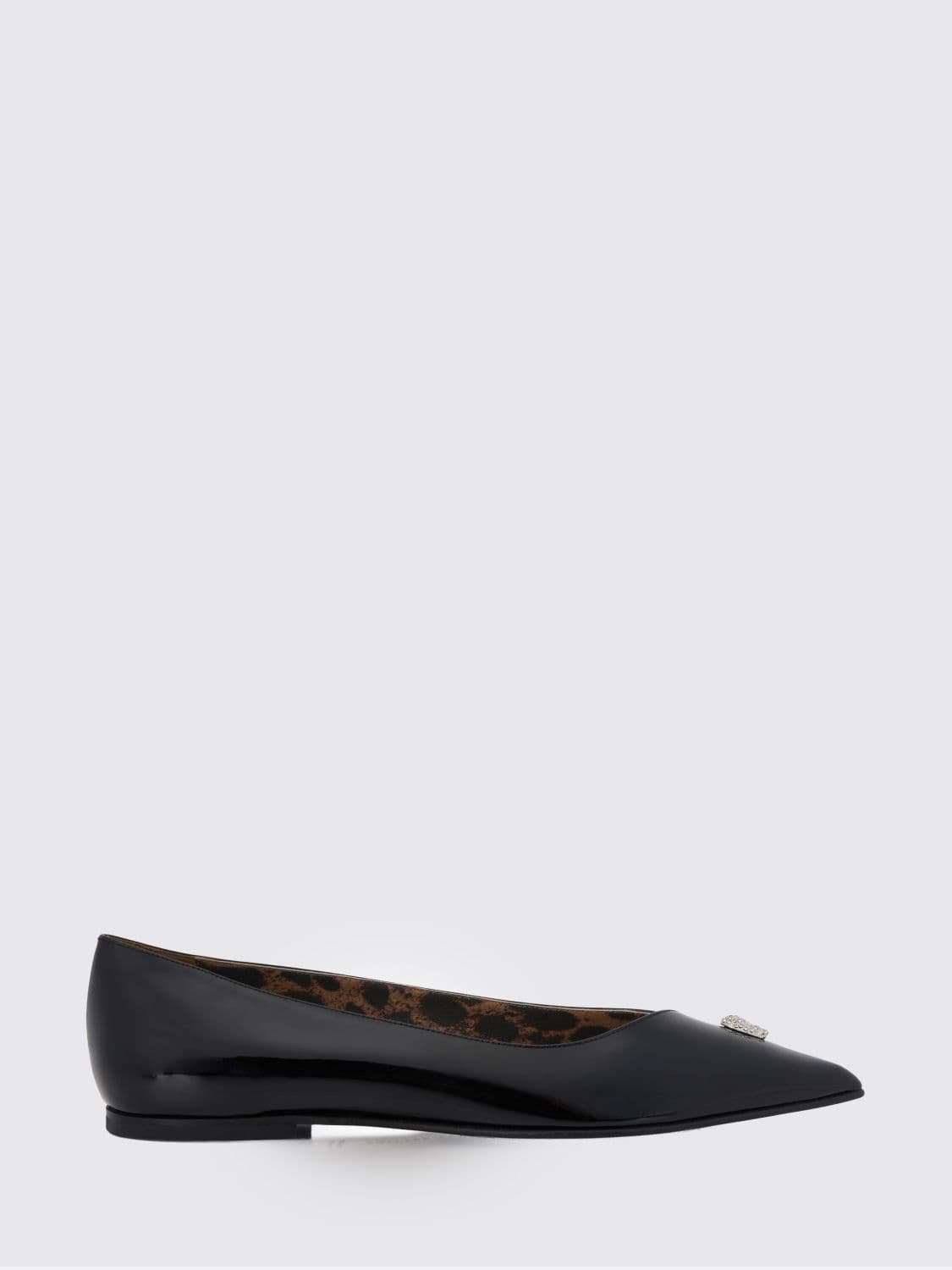 Philipp Plein Ballet Flats in Patent Leather with Skull Appliqué and Rhinestones