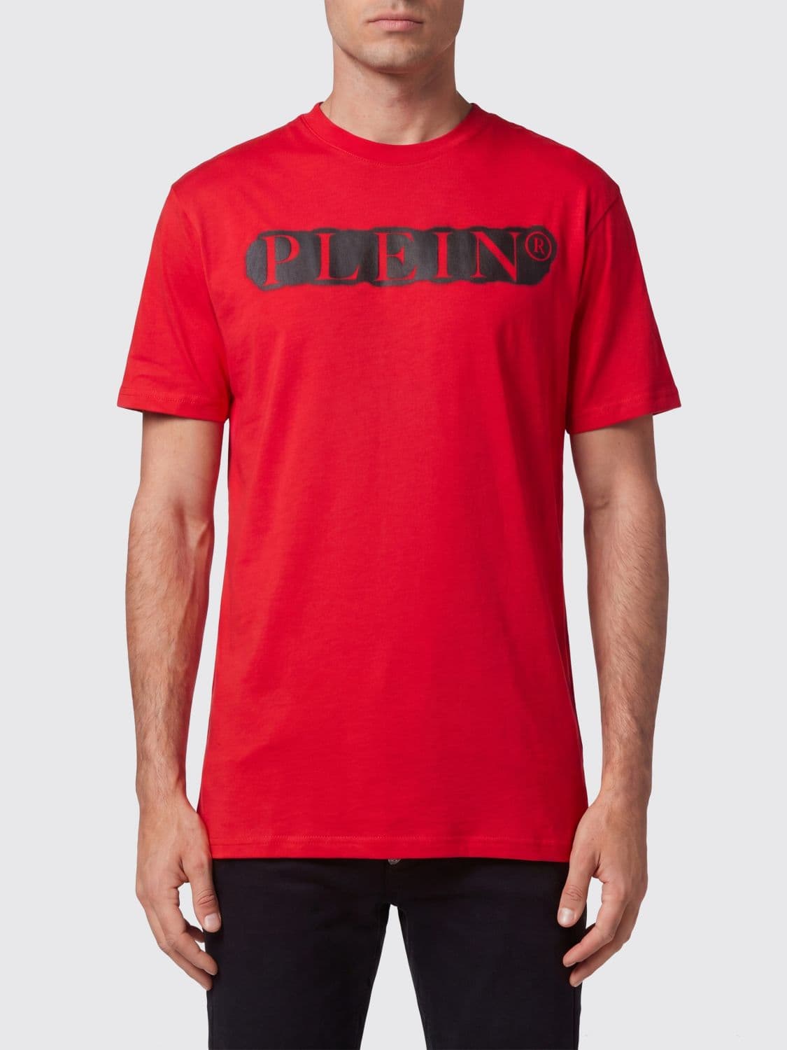 Philipp Plein Cotton Crew Neck T-shirt with Contrasting Logo Lettering Print