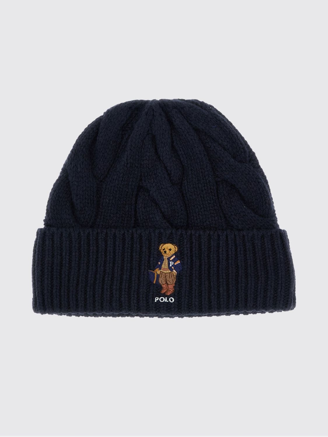 Polo Ralph Lauren Cable-Knit Wool-Blend Beanie with Turn-Up Brim · OS
