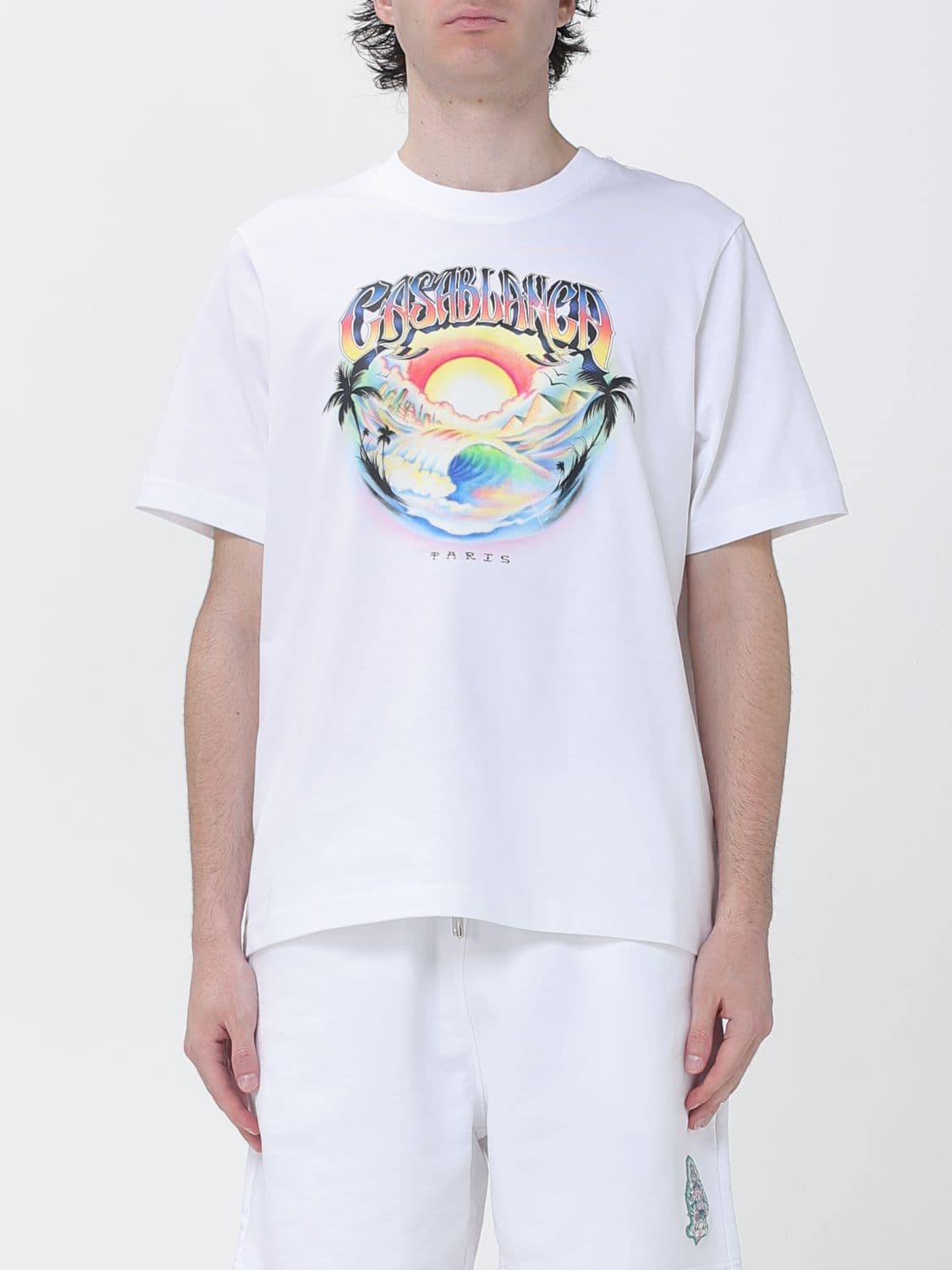 Casablanca Organic Cotton Crew Neck T-Shirt with Logo Print