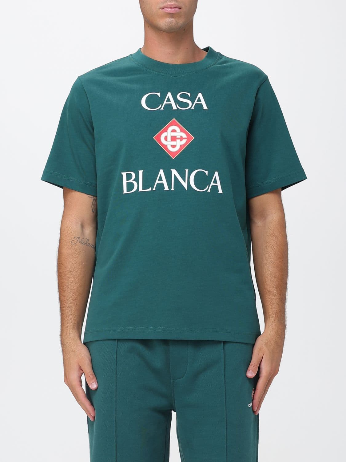 Casablanca Organic Cotton Crew Neck T-Shirt with Logo Print