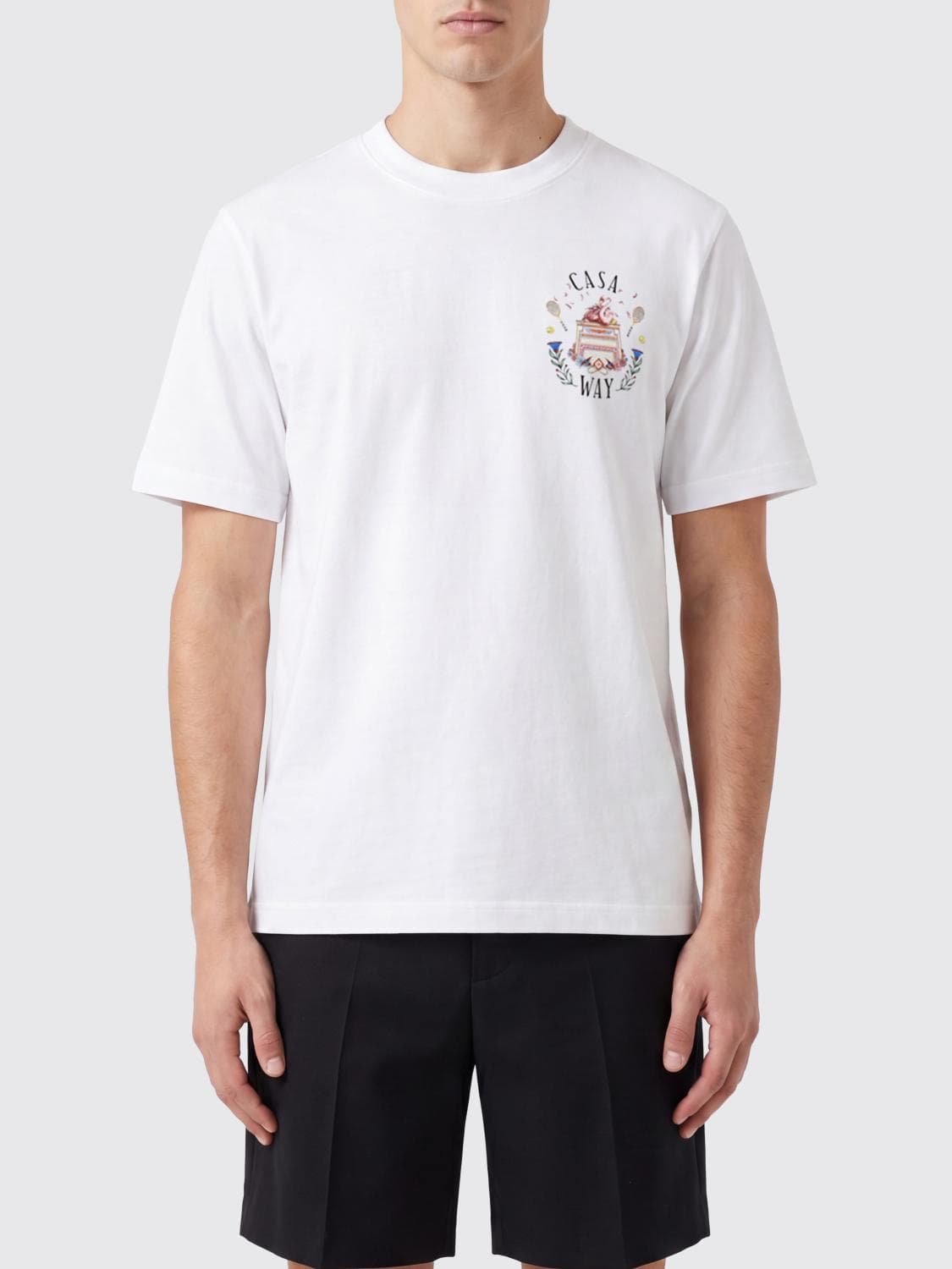 Casablanca Organic Cotton Crew Neck T-Shirt with Logo Print