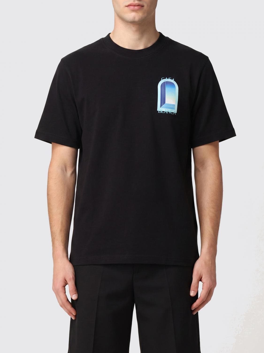 Casablanca Organic Cotton Crew Neck T-Shirt with Logo Print